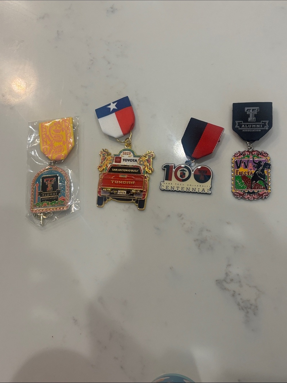 Collectible Fiesta & Centennial Pins - Colorful Enamel Medals